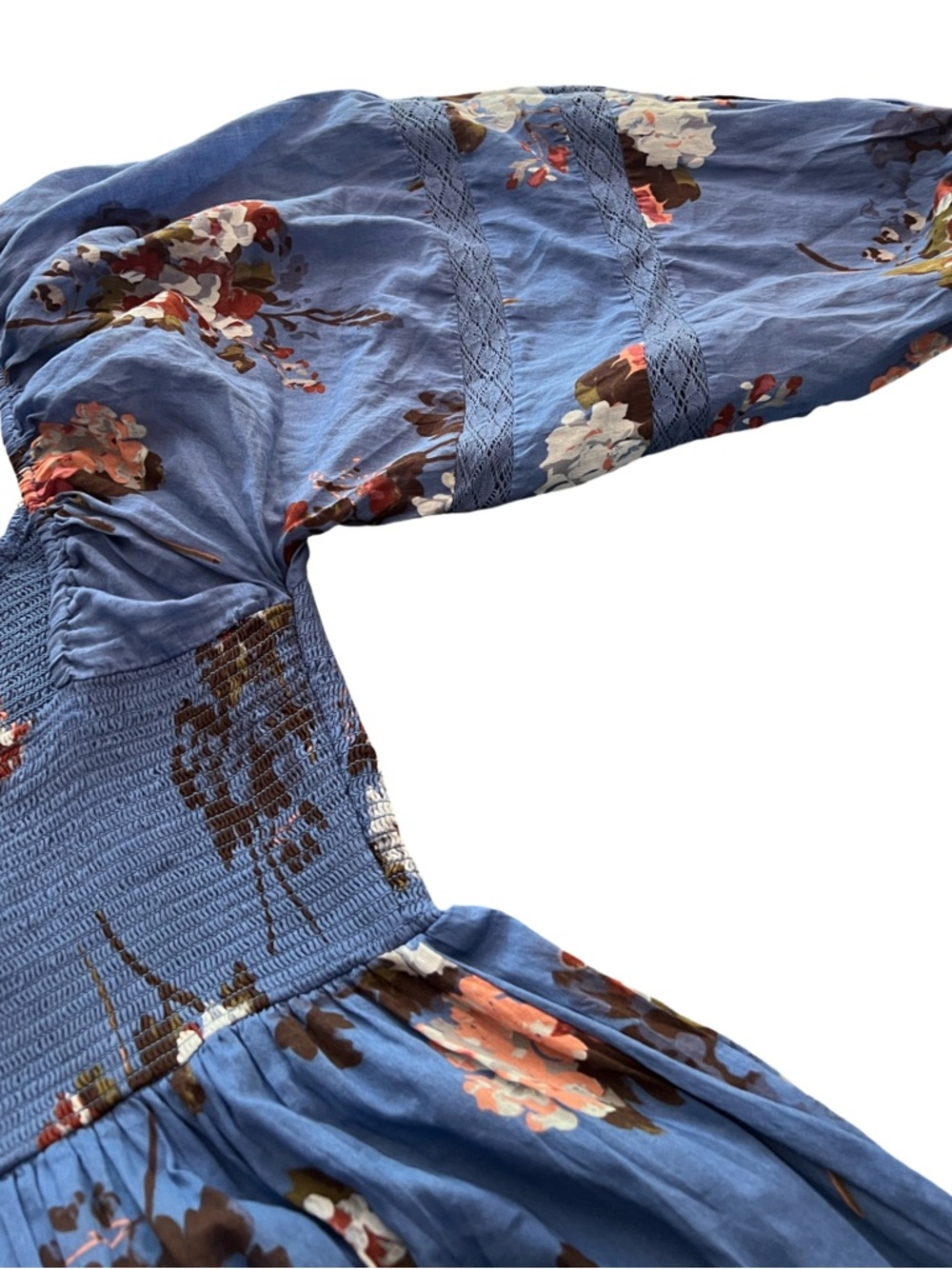 FREE PEOPLE Morning Glory Maxi Dress Dutch Blue Floral Boho XS Oversized New - Picture 11 of 13